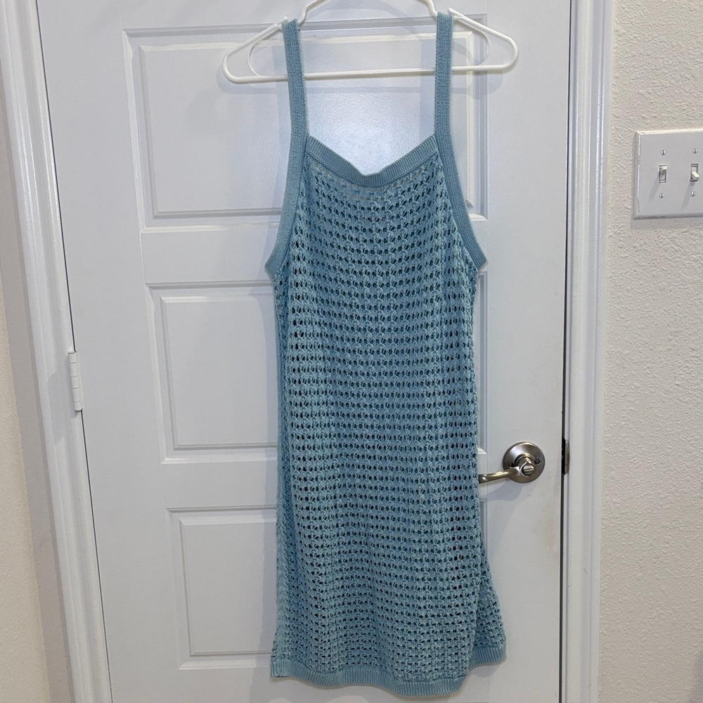 Madewell Blue Open Knit Crochet Sweater Dress Cover Up Size M